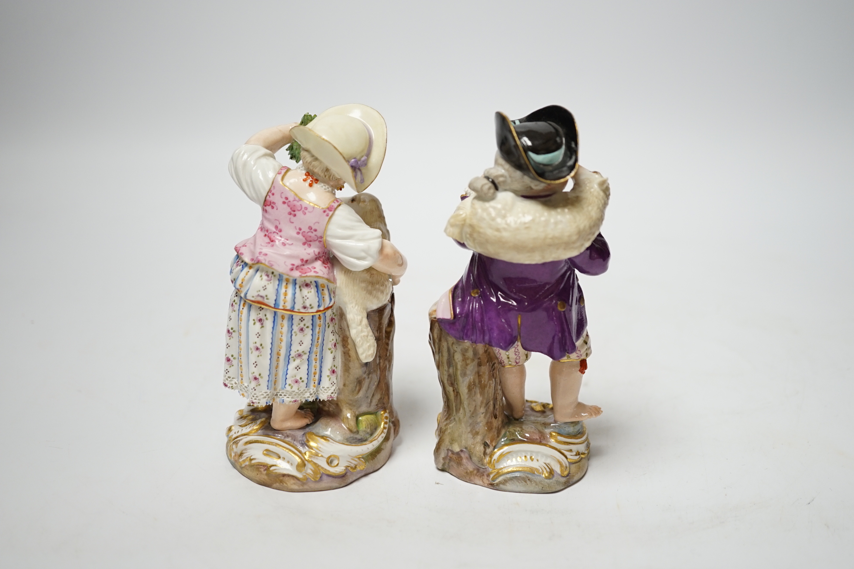 A pair of late 19th century Meissen figures, incised F19 and F20, tallest 12cm